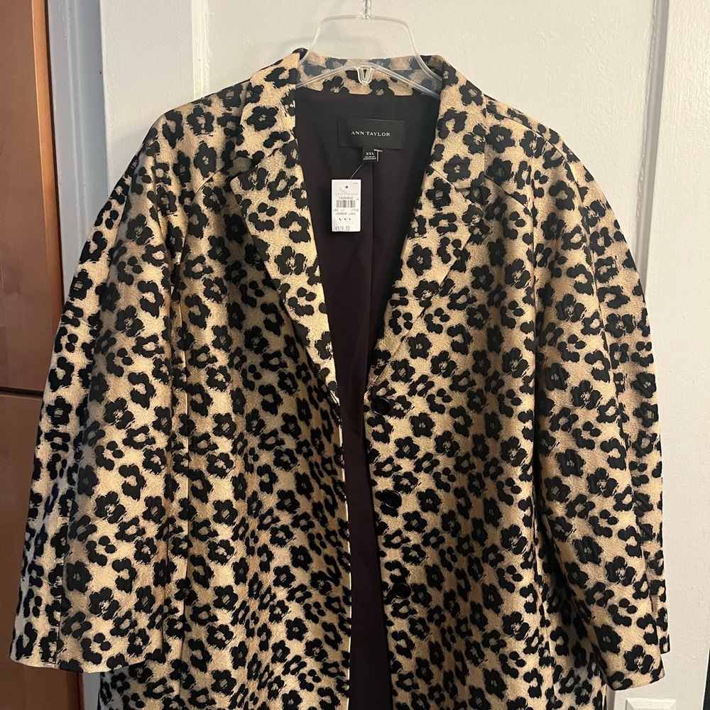 Ann Taylor Leopard Print Coat - Black and Tan - Picture 2 of 5